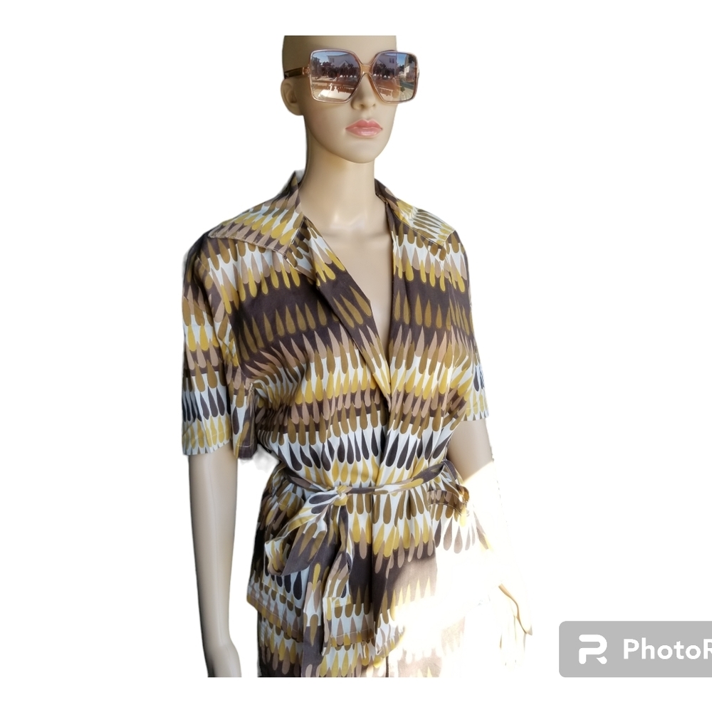 Vintage 70s Geometric Co-Ord Set | Riviera Lounge Pucci Inspired size Small